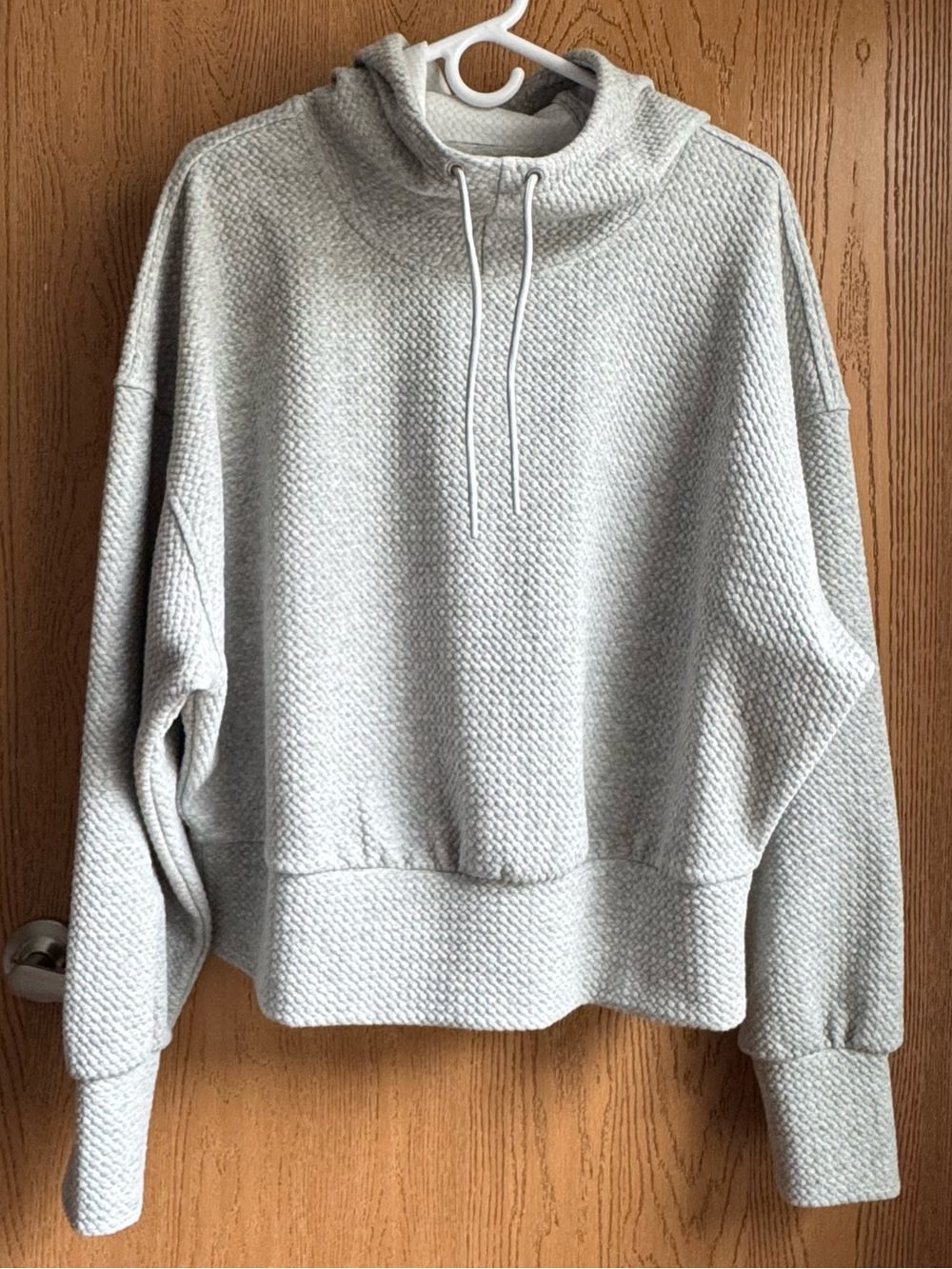 Dynamic Fleece Textured Hoodie Boxie Sweater - Light Gray